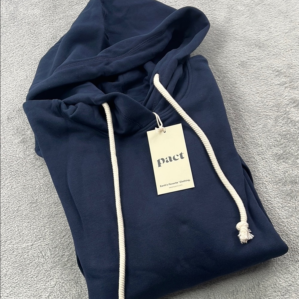 NEW Pact L 100% Organic Cotton  Maritime Navy Hoodie‎ Unisex One-for-All Hoodie